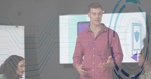 Professional presentation on interface design in meeting room