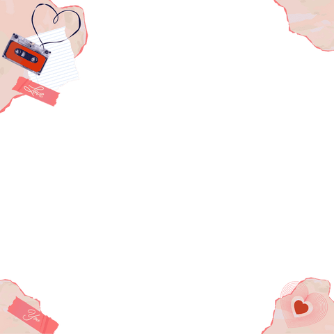 Transparent retro love cassette tape design frame