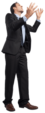 Frustrated Businessman in Suit on Transparent Background