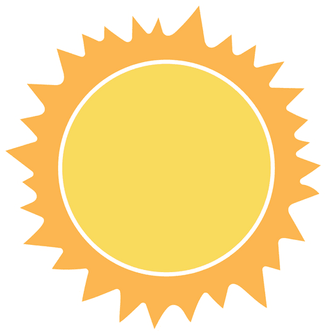 Stylized Minimalistic Sun with Transparent Background Illustration