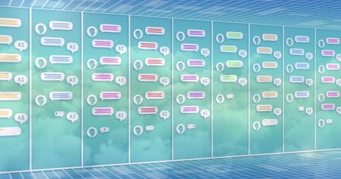 AI Chat Processing Interface with Cloud Background - Download Free Stock Images Pikwizard.com