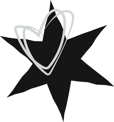 Abstract transparent design with geometric star and scribble heart