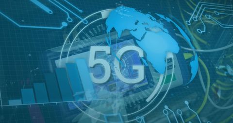 5G Technology with Global Coding and Circuit Pattern Overlay - Download Free Stock Images Pikwizard.com