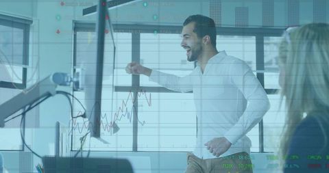 Excited Professional Celebrating Success at Work