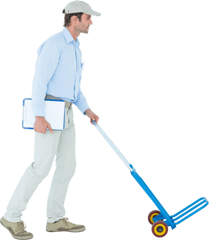 transparent background delivered man pushing trolley - Download Free Stock Videos Pikwizard.com