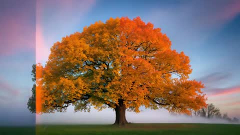 Serene Transformation: Majestic Oak at Dawn
