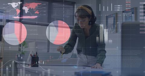 Businesswoman Analyzing Digital Data with Compass in Modern Office - Download Free Stock Images Pikwizard.com