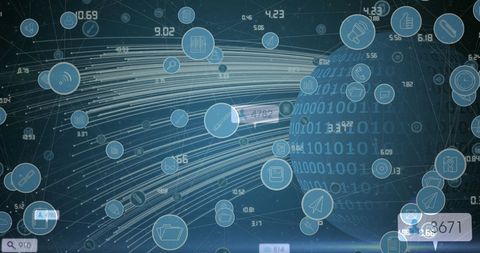 Global Communication Network Interface with Tech Icons - Download Free Stock Images Pikwizard.com