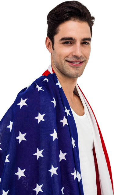 Smiling Male Athlete Wearing USA Flag Celebrating Victory Transparent - Download Free Stock Videos Pikwizard.com