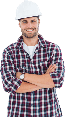 transparent smiling construction worker in casual checkered shirt - Download Free Stock Videos Pikwizard.com