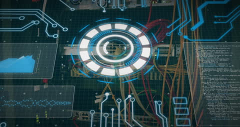 Futuristic Digital Interface Over Server Wires