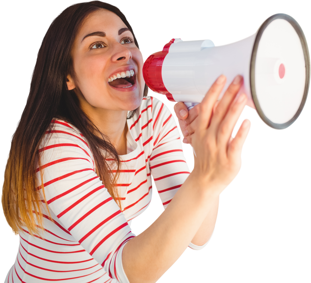 Happy Young Woman Shouting with Transparent Megaphone - Download Free Stock Videos Pikwizard.com