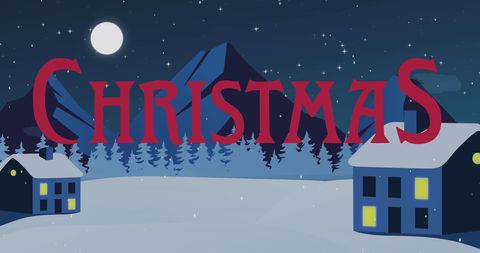 Christmas Greetings Text Over Tranquil Snowy Landscape