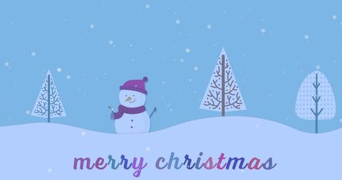 Winter Landscape with Snowman and Merry Christmas Greeting Card - Download Free Stock Images Pikwizard.com