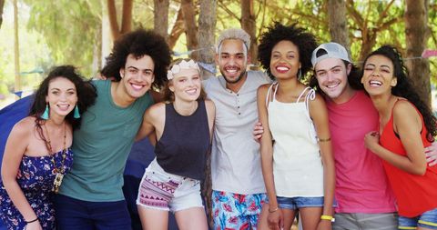 Diverse Group of Friends Enjoying Outdoor Summer Gathering - Download Free Stock Images Pikwizard.com