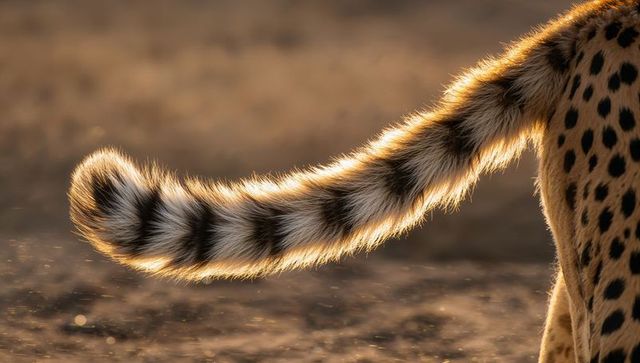 Cheetah tail in golden savannah light