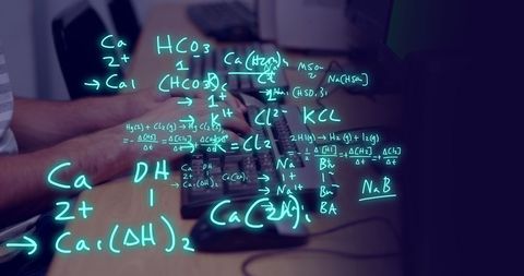 Mathematical equations overlay with student using computer