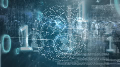 Futuristic Digital Network with Binary Code Elements