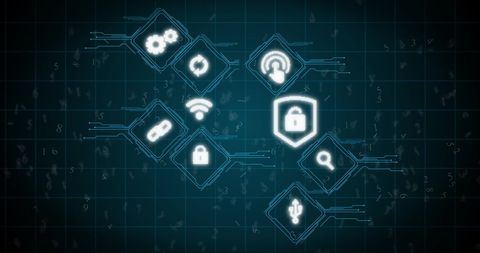 Digital Security Symbols on Futuristic Interface Background - Download Free Stock Images Pikwizard.com