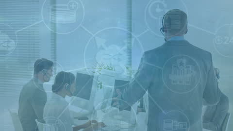 Business Team with Network of Connections Overlay