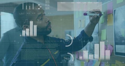 Business Professional Analyzing Data on Sticky Notes in Office