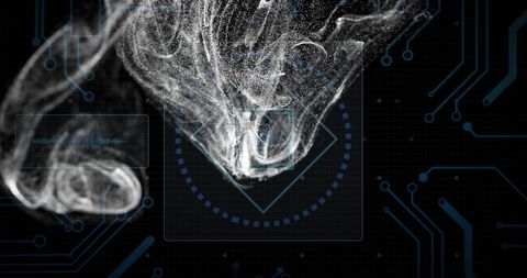 Digital Particle Swirl with Futuristic Circuit Elements - Download Free Stock Images Pikwizard.com