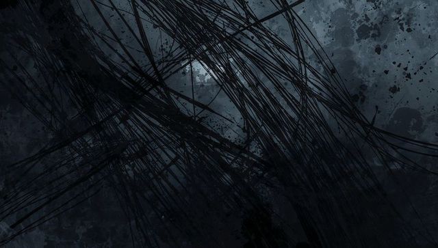 Abstract ink scratches on moody blue background