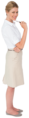 transparent happy businesswoman holding pen confidently - Download Free Stock Videos Pikwizard.com