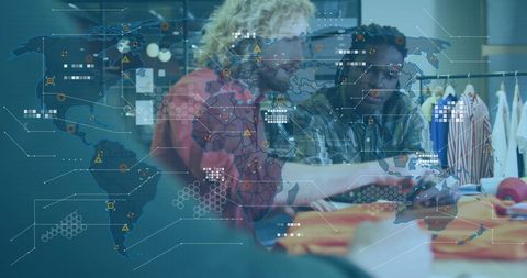 Global Collaboration in Modern Fashion Studio Setting