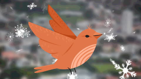 Winter Bird Animation with Snowflakes