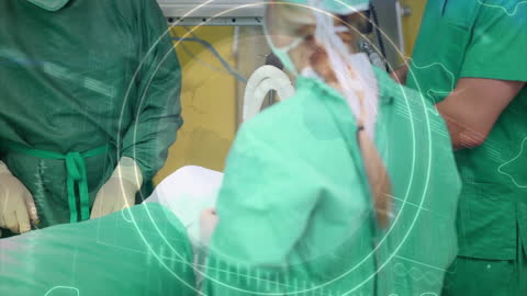 Surgeons Performing Surgery with Futuristic Digital Interface