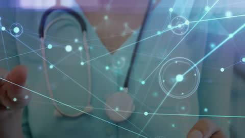 Doctor Using Digital Network Interface in Medical Technology