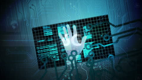 Futuristic Digital Security With Handprint Interface