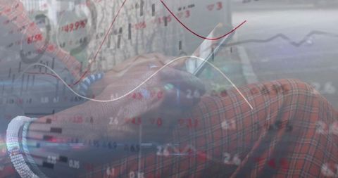 Mature Man Analyzing Market Graphs on Smartphone Outdoors