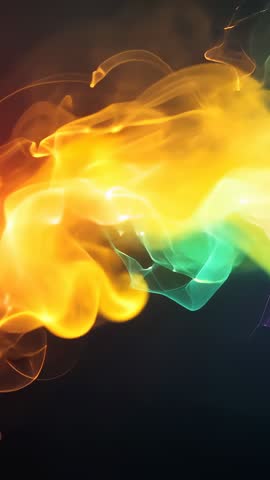 Vertical Neon Smoke Ribbon Rising in Amber and Teal for Dynamic Video Backgrounds