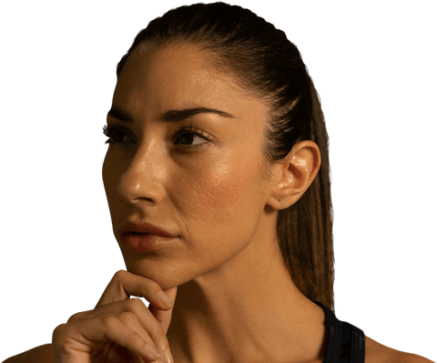 Thoughtful Sporting Woman Against Transparent Background