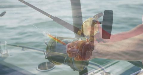 Man Fishing on Boat at Sea with Professional Equipment - Download Free Stock Images Pikwizard.com