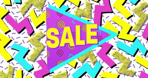 Bold Retro Eighties Style Sale Banner with Vibrant Graphics