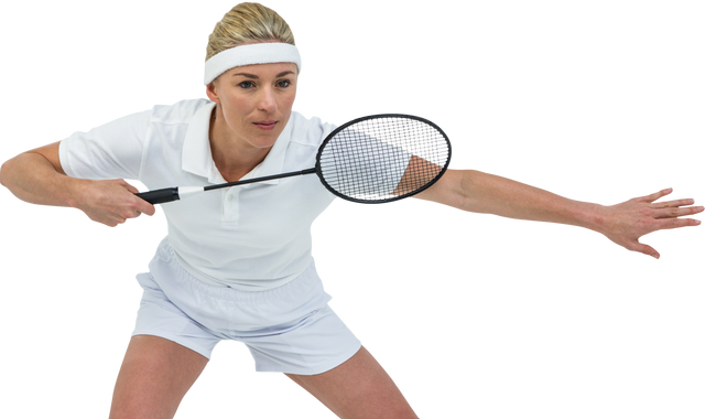 Transparent Background Female Athlete Ready to Serve in Badminton - Download Free Stock Videos Pikwizard.com