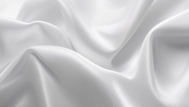 White satin fabric flowing with soft folds and glossy sheen closeup texture background