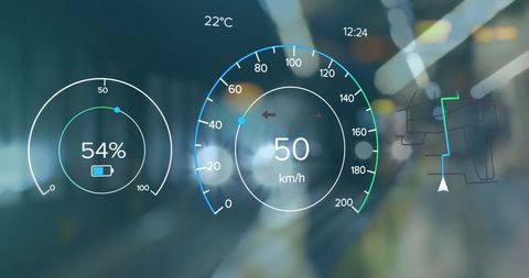 Digital Speedometer Display Over City - Download Free Stock Images Pikwizard.com