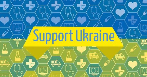 Support Ukraine Message Amid Medical Aid Icons - Download Free Stock Images Pikwizard.com