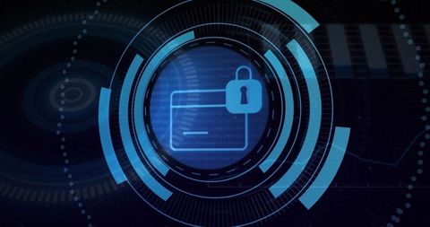 Digital Security Interface with Padlock and Credit Card Icon