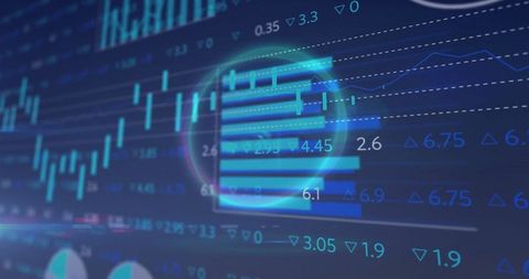 Modern financial charts with data overlay and highlights