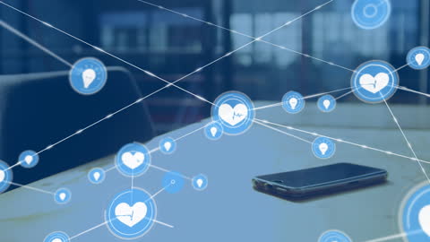 Digital Network Connections with Smartphone on Desk