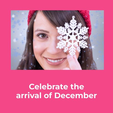 Smiling Woman Holding Christmas Snowflake December Celebration