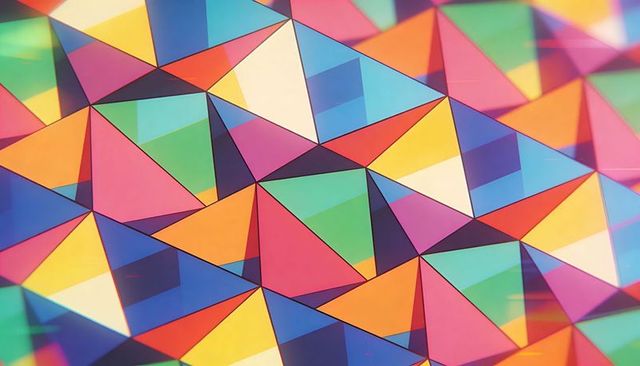 Vibrant Prism Triangle Mosaic Creating Colorful Geometric Tessellation with Vivid Bold Colors