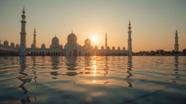 Magnificent Dome Silhouette Over Reflective Waters at Sunset