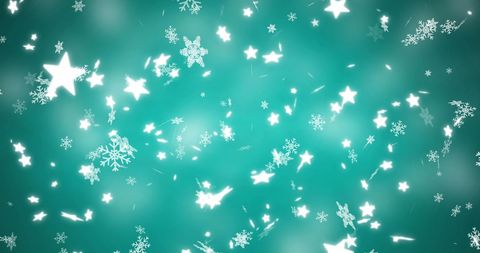 Festive Snowflakes Falling on Green Background for Holiday Celebration