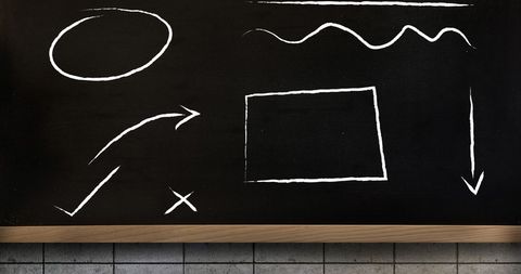 Abstract chalk drawings on blackboard for education concepts